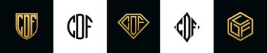 İlk harfler CDF logosu Bundle dizayn eder. Bu set Shield, Rounded, iki Diamond ve Hexgon stili içeriyordu.