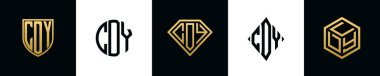 İlk harfler CDY logosu Bundle dizayn eder. Bu set Shield, Rounded, iki Diamond ve Hexgon stili içeriyordu.