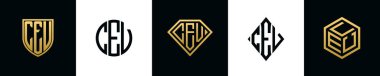 İlk harfler CEV logosu Bundle dizayn ediyor. Bu set Shield, Rounded, iki Diamond ve Hexgon stili içeriyordu.