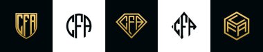 İlk harfler CFA logosu Bundle dizayn eder. Bu set Shield, Rounded, iki Diamond ve Hexgon stili içeriyordu.