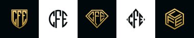 İlk harfler CFE logosu Bundle dizayn eder. Bu set Shield, Rounded, iki Diamond ve Hexgon stili içeriyordu.