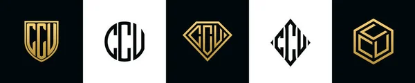 Lettere Iniziali Ccu Logo Disegni Bundle Questo Set Comprendeva Shield — Vettoriale Stock