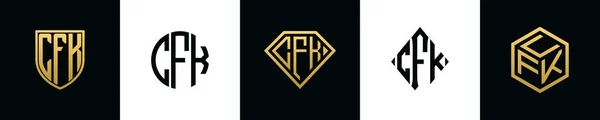 Начальные Буквы Логотип Cfk Разрабатывает Пакет Комплект Вошли Shield Rochester — стоковый вектор