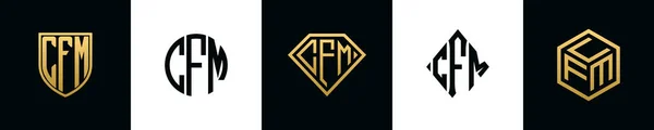 Initial Letters Cfm Logo Designs Bundle Set Included Shield Rounded — 图库矢量图片