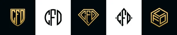 Harfler Cfo Logosu Bundle Dizayn Eder Set Shield Rounded Iki — Stok Vektör