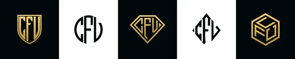 Harfler Cfv Logosu Bundle Dizayn Eder Set Shield Rounded Iki — Stok Vektör