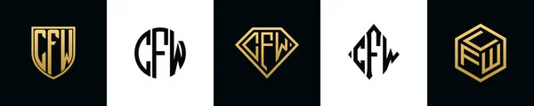 Letras Iniciais Cfw Logotipo Projetos Bundle Este Conjunto Incluiu Escudo — Vetor de Stock