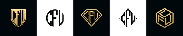 Lettere Iniziali Cfu Logo Disegni Bundle Questo Set Comprendeva Shield — Vettoriale Stock