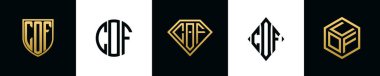 İlk harfler COF logosu demet dizayn eder. Bu set Shield, Rounded, iki Diamond ve Hexgon stili içeriyordu.