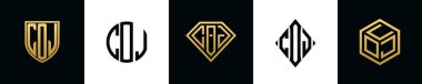 Baş harfler COJ logosu Bundle dizayn eder. Bu set Shield, Rounded, iki Diamond ve Hexgon stili içeriyordu.