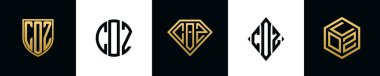 İlk harfler COZ logosu Bundle dizayn eder. Bu set Shield, Rounded, iki Diamond ve Hexgon stili içeriyordu.