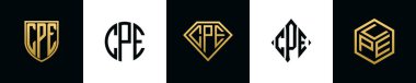İlk harfler CPE logosu Bundle dizayn eder. Bu set Shield, Rounded, iki Diamond ve Hexgon stili içeriyordu.