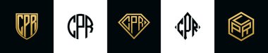 İlk harfler CPR logosu Bundle dizayn eder. Bu set Shield, Rounded, iki Diamond ve Hexgon stili içeriyordu.