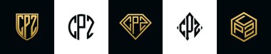 İlk harfler CPZ logosu Bundle dizayn eder. Bu set Shield, Rounded, iki Diamond ve Hexgon stili içeriyordu.