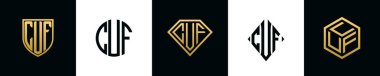 Baş harfler CUF logosu Bundle dizayn eder. Bu set Shield, Rounded, iki Diamond ve Hexgon stili içeriyordu.