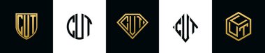 İlk harfler CUT logosu Bundle dizayn eder. Bu set Shield, Rounded, iki Diamond ve Hexgon stili içeriyordu.