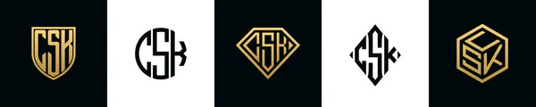 Letras Iniciais Csk Logotipo Projetos Bundle Este Conjunto Incluiu Escudo —  Vetores de Stock