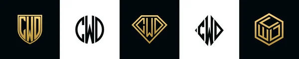 Cwd 로고의 문자는 Bundle 디자인 세트는 다이아몬드와 스타일을 포함합니다 — 스톡 벡터