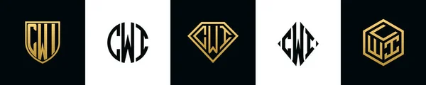Lettere Iniziali Cwi Logo Disegni Bundle Questo Set Comprendeva Shield — Vettoriale Stock