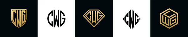 Cwg 로고의 글자는 Bundle 디자인 세트는 다이아몬드와 스타일을 포함합니다 — 스톡 벡터