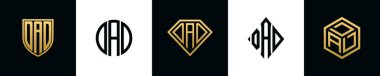 İlk harfler DAD logosu Bundle dizayn eder. Bu set Shield, Rounded, iki Diamond ve Hexgon stili içeriyordu.