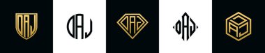 DAJ logosu ilk harfleri Bundle dizayn eder. Bu set Shield, Rounded, iki Diamond ve Hexgon stili içeriyordu.