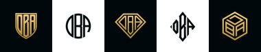 İlk harfler DBA logosu Bundle dizayn eder. Bu set Shield, Rounded, iki Diamond ve Hexgon stili içeriyordu.
