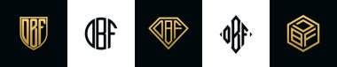 İlk harfler DBF logosu Bundle dizayn eder. Bu set Shield, Rounded, iki Diamond ve Hexgon stili içeriyordu.