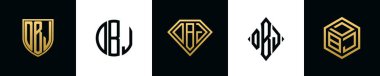 İlk harfler DBJ logosu Bundle dizayn eder. Bu set Shield, Rounded, iki Diamond ve Hexgon stili içeriyordu.