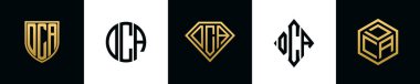 İlk harfler DCA logosu Bundle dizayn eder. Bu set Shield, Rounded, iki Diamond ve Hexgon stili içeriyordu.