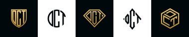İlk harfler DCT logosu Bundle dizayn eder. Bu set Shield, Rounded, iki Diamond ve Hexgon stili içeriyordu.