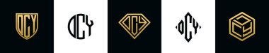 Baş harfler DCY logosu Bundle dizayn eder. Bu set Shield, Rounded, iki Diamond ve Hexgon stili içeriyordu.