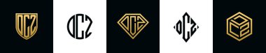 İlk harfler DCZ logosu Bundle dizayn eder. Bu set Shield, Rounded, iki Diamond ve Hexgon stili içeriyordu.