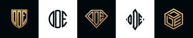 İlk harfler DDE logosu Bundle dizayn eder. Bu set Shield, Rounded, iki Diamond ve Hexgon stili içeriyordu.