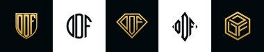 İlk harfler DDF logosu Bundle dizayn eder. Bu set Shield, Rounded, iki Diamond ve Hexgon stili içeriyordu.