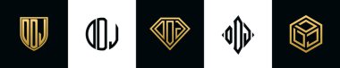 İlk harfler Dj logosu Bundle dizayn eder. Bu set Shield, Rounded, iki Diamond ve Hexgon stili içeriyordu.