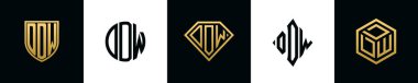 İlk harfler DDW logosu Bundle dizayn eder. Bu set Shield, Rounded, iki Diamond ve Hexgon stili içeriyordu.