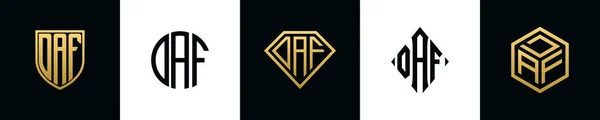 Initial Letters Daf Logo Designs Bundle Set Included Shield Rounded — Stockvektor