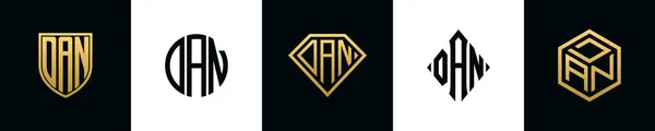 Lettere Iniziali Dan Logo Disegni Bundle Questo Set Comprendeva Shield — Vettoriale Stock