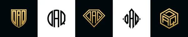 初始字母Daq标志设计Bundle 这一套包括盾牌 四舍五入 两个钻石和六角形 — 图库矢量图片
