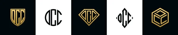 Initial Letters Dcc Logo Designs Bundle Set Included Shield Rounded — Vetor de Stock