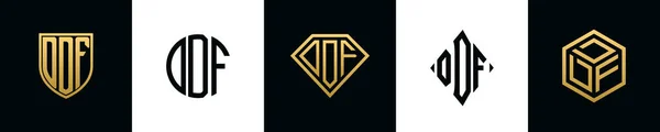Initial Letters Ddf Logo Designs Bundle Set Included Shield Rounded — Vetor de Stock