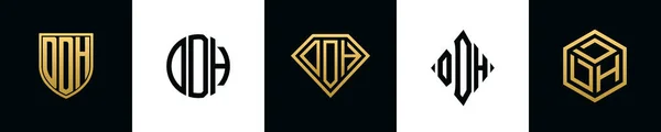 Początkowe Litery Logo Ddh Projektuje Pakiet Zestaw Ten Zawierał Tarczę — Wektor stockowy