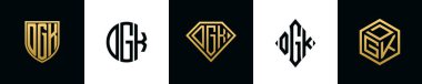 İlk harfler DGK logosu Bundle dizayn eder. Bu set Shield, Rounded, iki Diamond ve Hexgon stili içeriyordu.