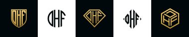 DHF logosu ilk harfleri Bundle dizayn eder. Bu set Shield, Rounded, iki Diamond ve Hexgon stili içeriyordu.