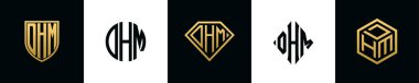 İlk harfler DHM logosu Bundle dizayn eder. Bu set Shield, Rounded, iki Diamond ve Hexgon stili içeriyordu.