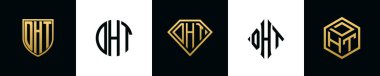 İlk harfler DHT logosu Bundle dizayn eder. Bu set Shield, Rounded, iki Diamond ve Hexgon stili içeriyordu.