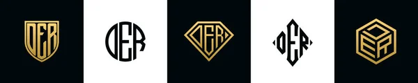 Первоначальные Буквы Der Логотип Разрабатывает Пакет Комплект Вошли Shield Rochester — стоковый вектор