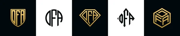 Initial Letters Dfa Logo Designs Bundle Set Included Shield Rounded — Vetor de Stock