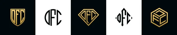 Początkowe Litery Logo Dfc Projektuje Pakiet Zestaw Ten Zawierał Tarczę — Wektor stockowy